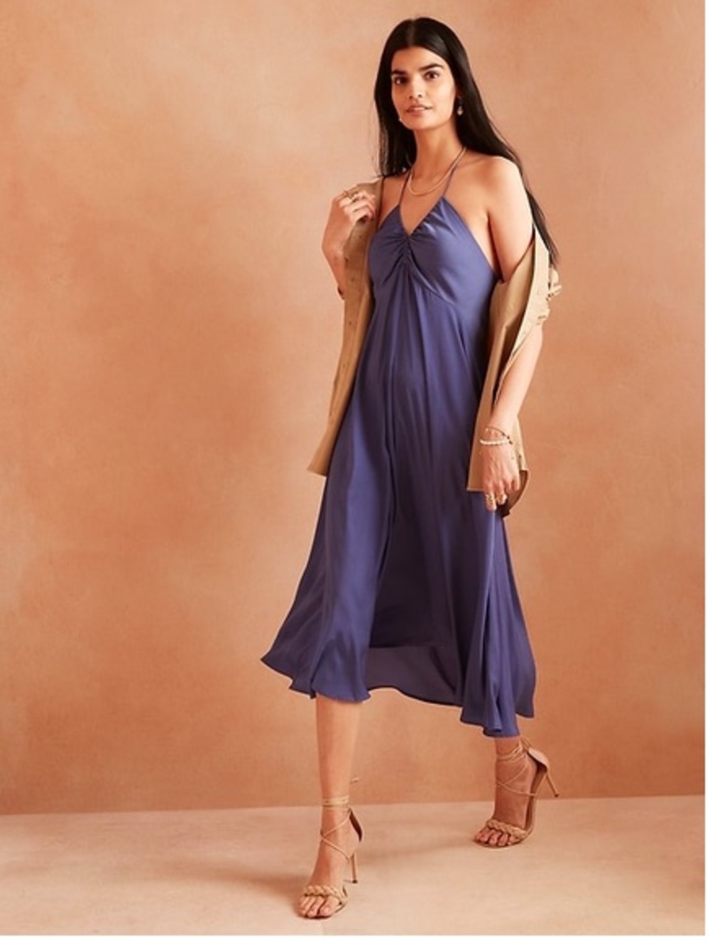 Banana Republic blue halter dress M Tall NWT